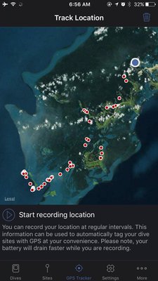 GPS tracking results over the course of two? dive days
