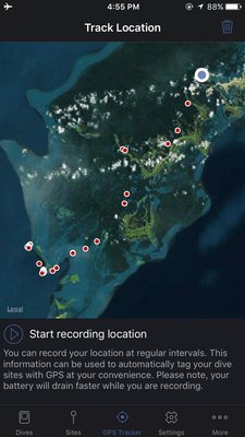 GPS tracking results over the course of one? dive day