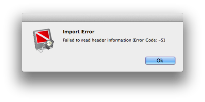 Error message on import